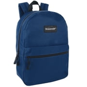 Classic Solid Color 17 Inch Backpack with Front Zipper Accessory Pocket, Dual Zipper Closure & Padded Shoulder Straps fo