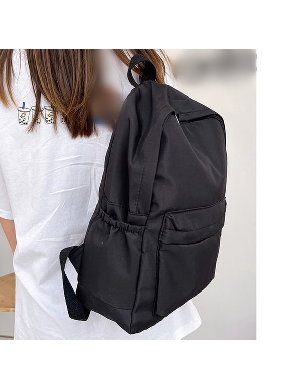 Classic Solid Color Canvas Backpack with Front Zipper,3.5 Gallon/13L,11.02"×5.11"×15.35",1PC,Black