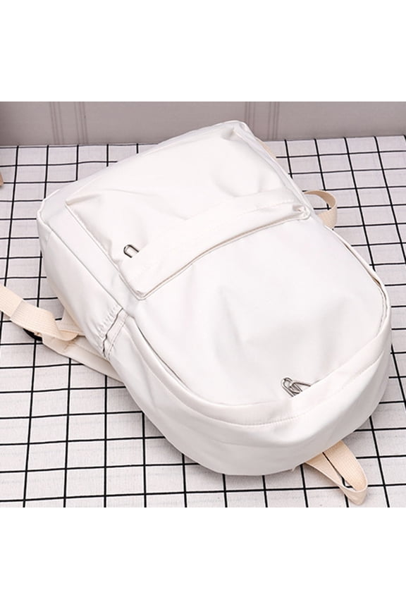 Classic Solid Color Canvas Backpack with Front Zipper,3.5 Gallon/13L,11.02"×5.11"×15.35",1PC,White