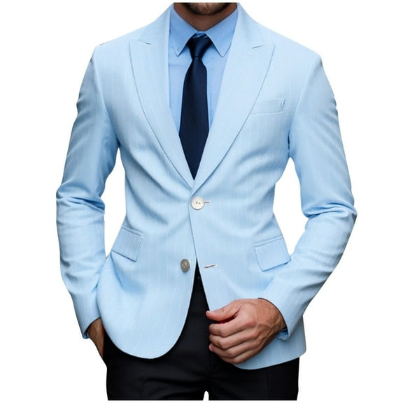 Classic Solid Color Suit Jacket for Men Lapel Blazer Single Breasted Two Buttons Tuxedo Coat Dressy Jackets