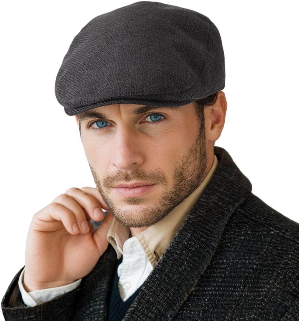 Classic Solid Flat Cap For Men – Adjustable Newsboy Cabbie 