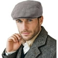 thumbnail image 1 of Classic Solid Flat Cap Newsboy Hats for Men Cabbie Driving Scally Adjustable, 1 of 7