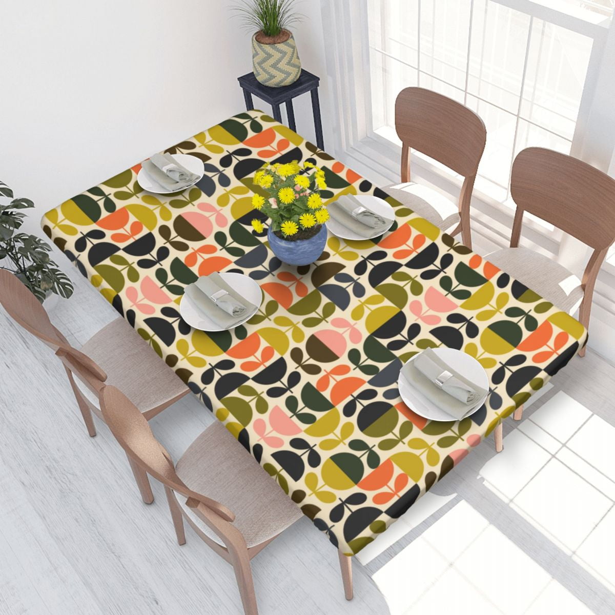 Classic Solid Stem Modern Graphic Tablecloth Rectangular Waterproof