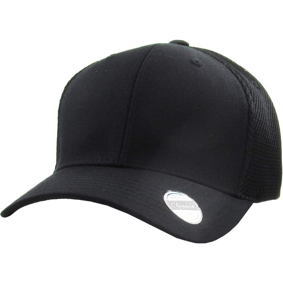 Classic Solid Stretch Meshback Cotton Twill Fitted Hat Spandex Headband Cap