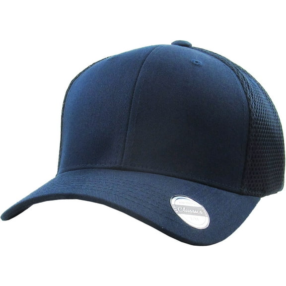 Classic Solid Stretch Meshback Cotton Twill Fitted Hat Spandex Headband Cap