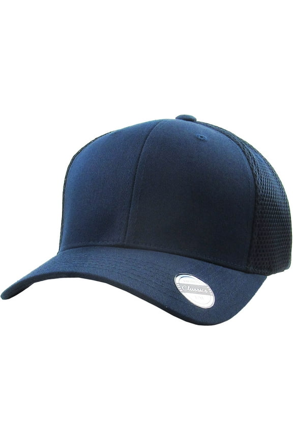 Classic Solid Stretch Meshback Cotton Twill Fitted Hat Spandex Headband Cap