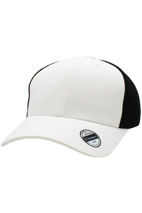 Classic Solid Stretch Meshback Cotton Twill Fitted Hat Spandex Headband Cap