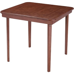 Classic Solid Wood Folding Card Table with Rounded Edge, Portable Foldable Square Dining Game Table in Cherry Finish for Indoor Home Use