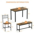 Classic Solid Wooden Dining Table 2 Chairs and 2 Benches Sets Kitchen