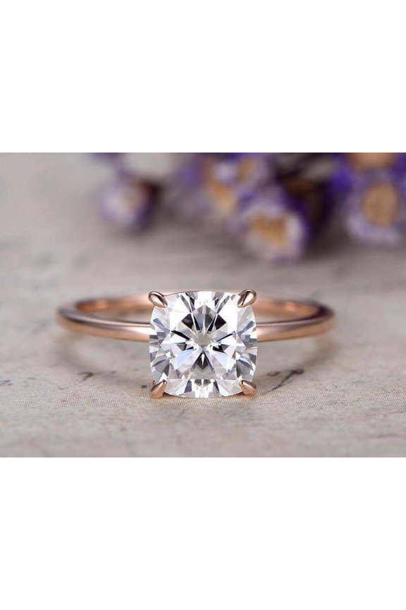 Classic Solitaire 1.30 Carat Moissanite Engagement Ring with 18k Gold Plating