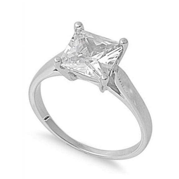 Classic Solitaire Heart Cubic Zirconia Ring Sterling Silver 925