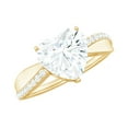 thumbnail image 1 of Rosec Jewels Moissanite Heart Engagement Ring 2 Carat - Solitaire Ring - 8 mm - D-VS1 Quality Certified, 10K Yellow Gold, US 12.50, 1 of 8
