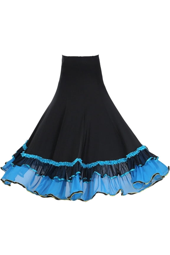 Classic Spanish Skirts Big Swing Skirts Ruffles Performance Skirt Ballroom Practice Skirt Belly Dancing Skirt for Women Girls