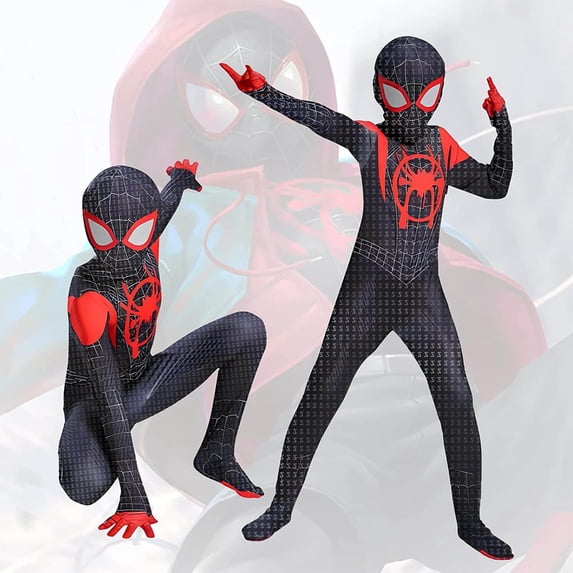 Classic Spider Cosplay Costume,Authentic Retro Red Blue Suit with Full Body Web Pattern,Classic Hero Costume for Anime Fans K'i'd's, Black, M