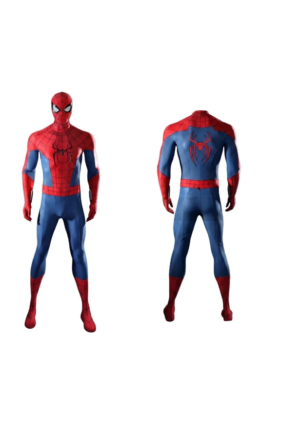 Classic Spider Cosplay Costume,Authentic Retro Red Blue Suit with Full Body Web Pattern,Classic Hero Costume for Anime Fans