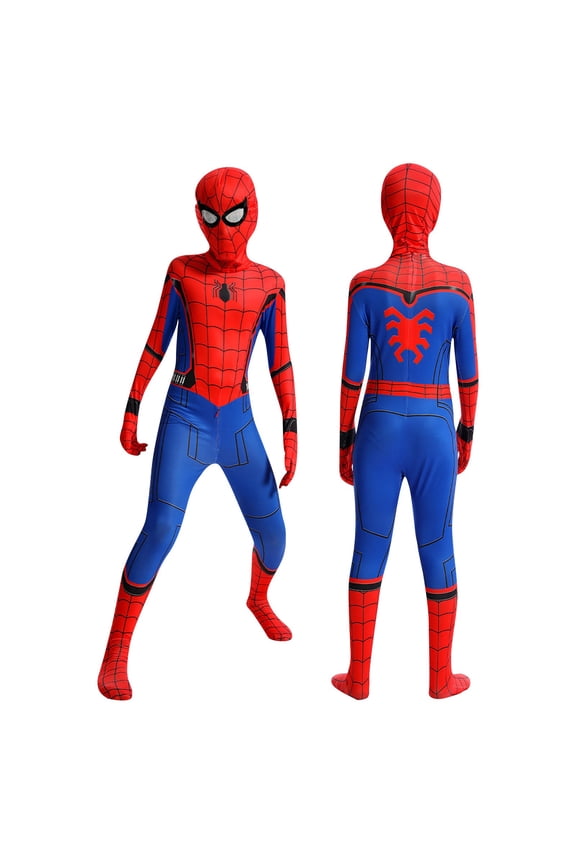 Classic Spider Cosplay Costume,Retro Red Blue Suit with Full Body Web Pattern,Classic Hero Costume for Anime Fans