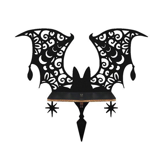 Classic Spooky Halloween Bat Floating Wall Shelf, Outdoor Porch Tree Haunted House Trick Or Treat Spooky Scene Setup, Tear Proof Weatherproof Craftsmanship Display For Holiday Party Guests