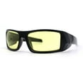 thumbnail image 1 of Classic Sport Biker Wrap Yellow Driving Lens Mens Sunglasses Black, 1 of 4