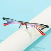 Classic Sport Rectangle Half Rimless Red Reading Glasses 1.00 for Men, Blue Light Blocking Plastic Spring hinge Readers +1.0