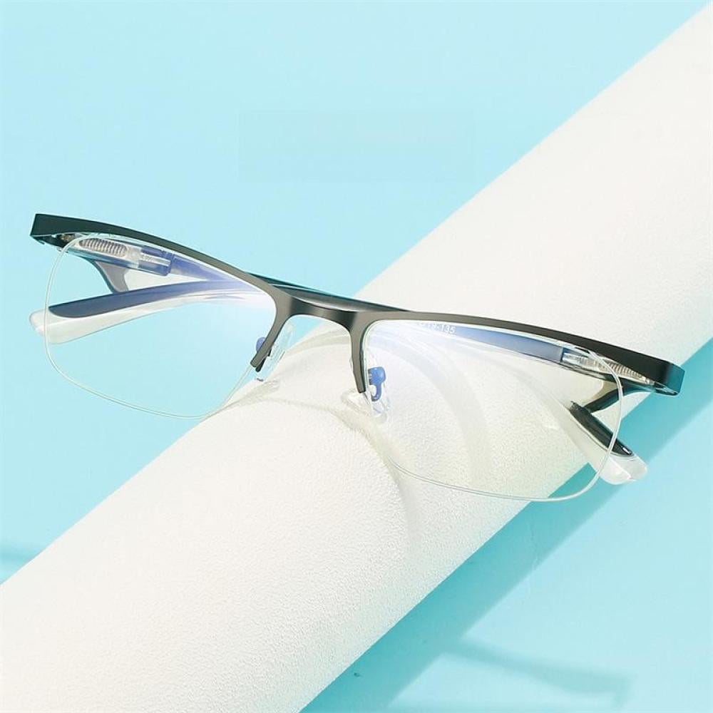 Classic sport rectangle half rimless white reading glasses 1 50 for men