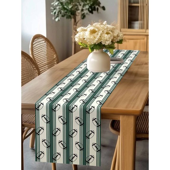 Classic Sports Athletic Football Table Runner 70 Inches Long,Kitchen Dining Tablerunners Geometric Green Stripes Linen Table Runners Dresser Scarves for Home Dinner Wedding Holiday Party Decor
