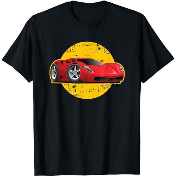 Classic Sports Car Cartoon Vintage Distressed Style Design T-Shirt
