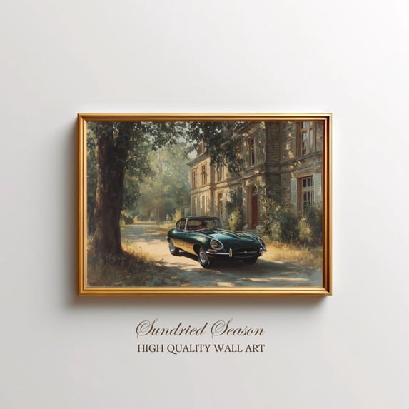 Classic Sports Car Countryside Vintage Coupe French Villa Retro Travel, Unframed Canvas 8x10in