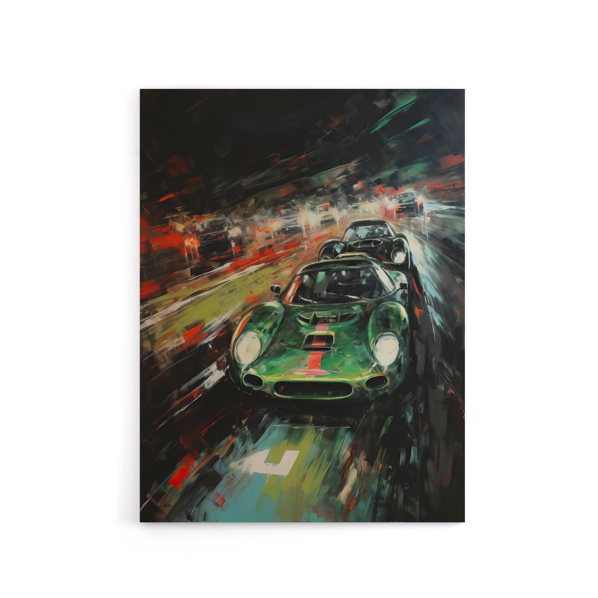 Classic Sports Car Night Race Racing Canvas Wall Art Print 18X24 ...