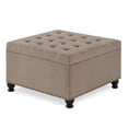 thumbnail image 1 of Classic Square Button Tufted Storage Ottoman Linen Upholstered Coffee Table With Nailhead Trims, 1 of 10