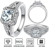 Classic Square Engagement Ring Princess Cut 5A Zircon Ring 925 Sterling Silver Ring Women's this sumptuous promise ring