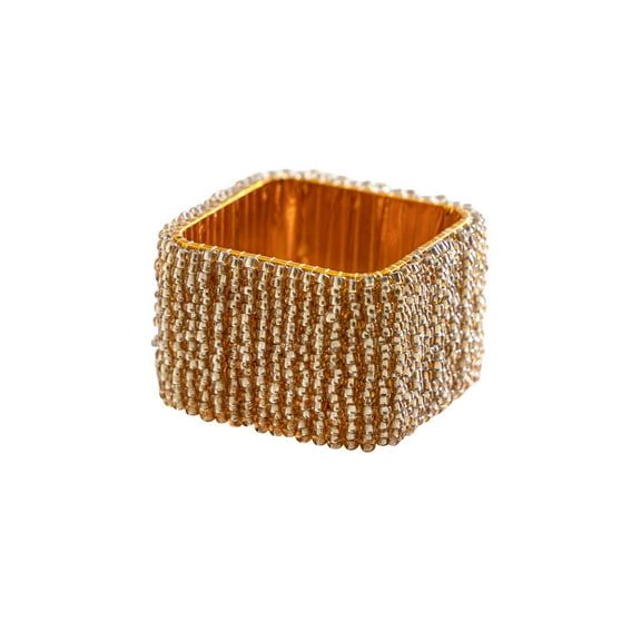Classic Square Napkin Ring in Gold, Set of 4