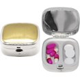 thumbnail image 1 of Set of 2 Dual-Compartment Square-Shaped Pocket Purse Pill Box & Organizer (Silver Classic), 1 of 4