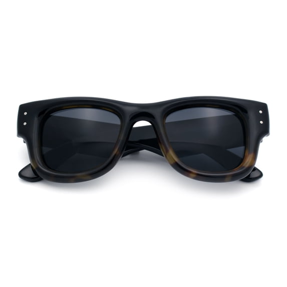 Classic Square Sunglasses for Men Women UV400 Protection Retro Thick Fat Bevel Frame Black Tortoise Frame Black Lens