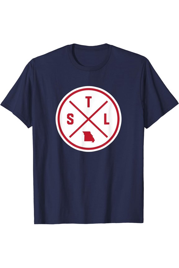 Classic St. Louis STL Circle Patch Red Design T-Shirt
