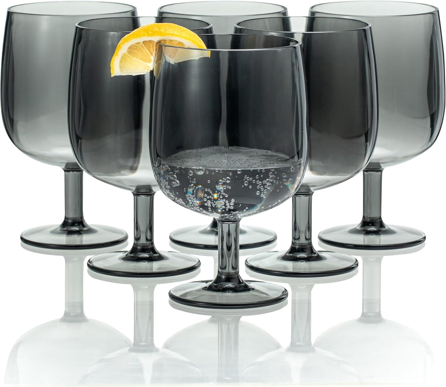 Classic Stackable 12 ounce Plastic Wine Stems Acrylic Glasses, set of 6 ...