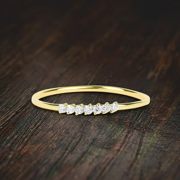 Classic Stackable 7 Stone Diamond Moissanite Engagement Ring Promise Ring on 10k Gold