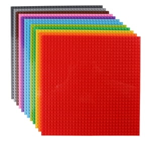 Classic Stackable Baseplates - Rainbow Plates for Toy Building Sets - Durable Brick Baseplates Compatible with Lego - Toy Mat & Building Board - 10 x 10 in, Pack of 12, Rainbow