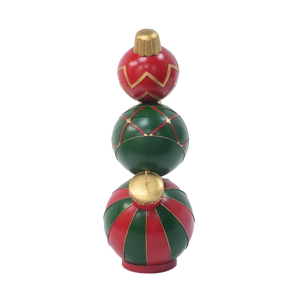 Classic Stacked Christmas Ball Decoration, Traditional Holiday Tabletop Ornament