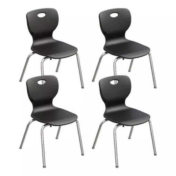Classic Stacking Student Chairs - Black - Set of 4 - Ergonomic Design