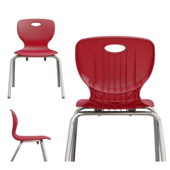 Classic Stacking Student Chairs - Red - Set of 6 - Ergonomic Design