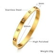 thumbnail image 1 of Classic Stainless Steel Couple Bracelet Unisex Simple Crystal Inlay Hinged Bangle Gift-Ready & Daily Wear New Fashion Women's Bracelet Couple Bangle Cubic Zirconia Gold Color Jewelry Gift For Men, 1 of 1