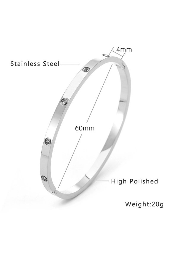 Classic Stainless Steel Couple Bracelet Unisex Simple Crystal Inlay Hinged Bangle Gift-Ready & Daily Wear New Fashion Women's Bracelet Couple Bangle Cubic Zirconia Gold Color Jewelry Gift For Men
