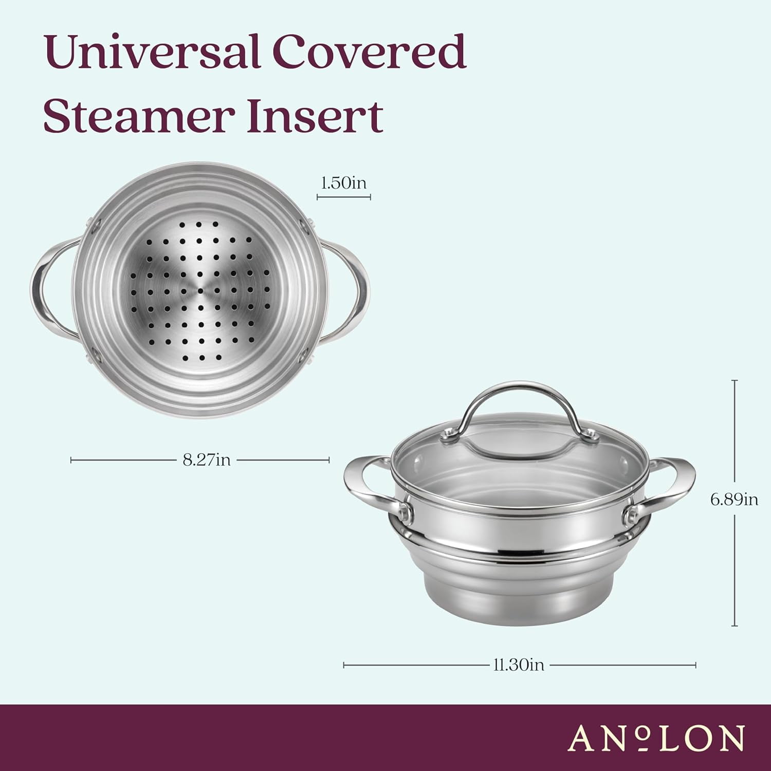 Classic Stainless Steel Universal Covered Steamer Insert for Sauce Pots ...