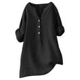 thumbnail image 1 of Classic Stand Collar Blouse for Women Lightweight Breezy Office Wear Comfort Fit Black L, 1 of 3