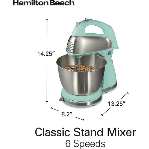 Classic Stand and Hand Mixer, 4 Quarts, 6 Speeds with QuickBurst, Bowl , 290 Power, Blue