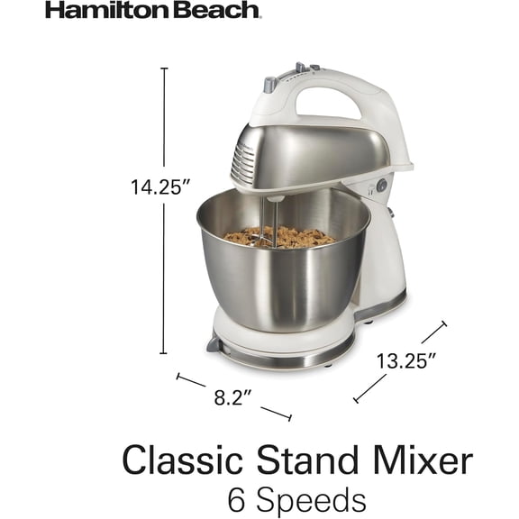 Classic Stand and Hand Mixer, 4 Quarts, 6 Speeds with QuickBurst, Bowl Rest, 290 Peak Power, White (64655)