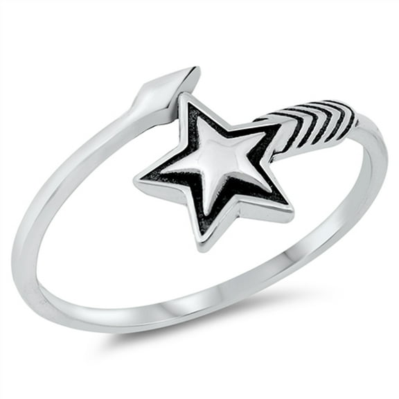 Classic Star Arrow Open Ring .925 Sterling Silver Band Jewelry Female Male Unisex Size 10