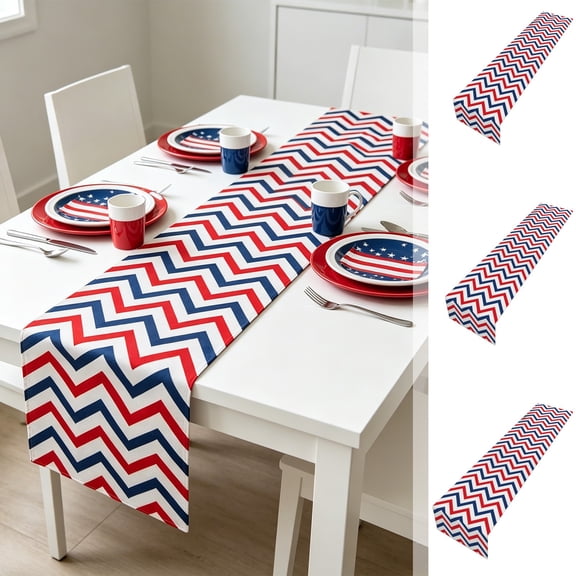 Classic Star Print Polyester Table Runner for Independence Day, Smooth Wrinkle-Resistant Material, Table Decoration for Family Dinners/Kitchen Gatherings/National Holiday Party Layout, S-B