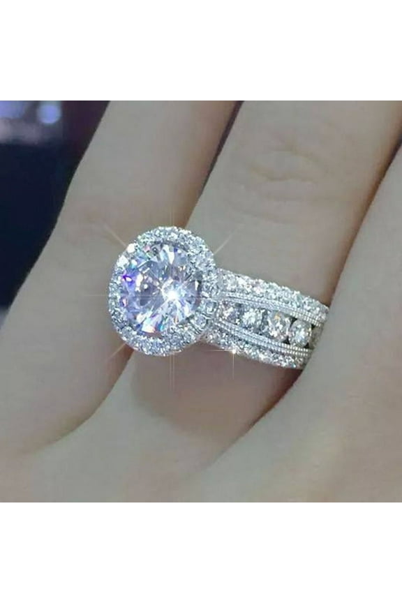 Classic Starry Inlaid Large Zirconium Diamond Ring