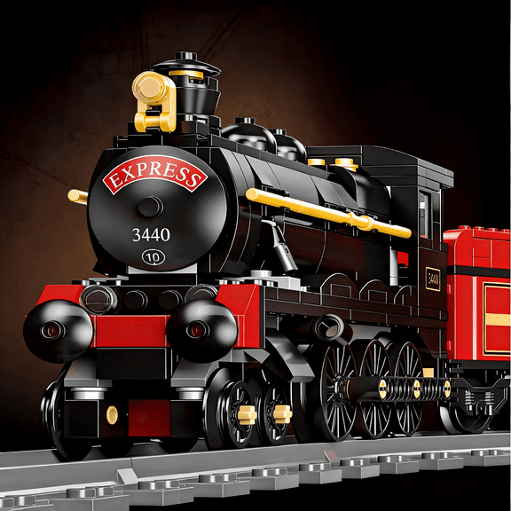 Classic Steam Train Building Block with Train Track, Gift for Birthdays, Home Office Table Centerpiece Decor